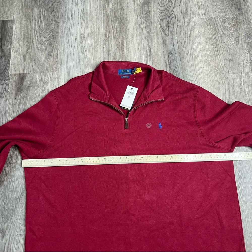 New Polo Ralph Lauren Sweater Mens XXL Red Estate Rib 1/4 Zip Pullover Pony Logo
